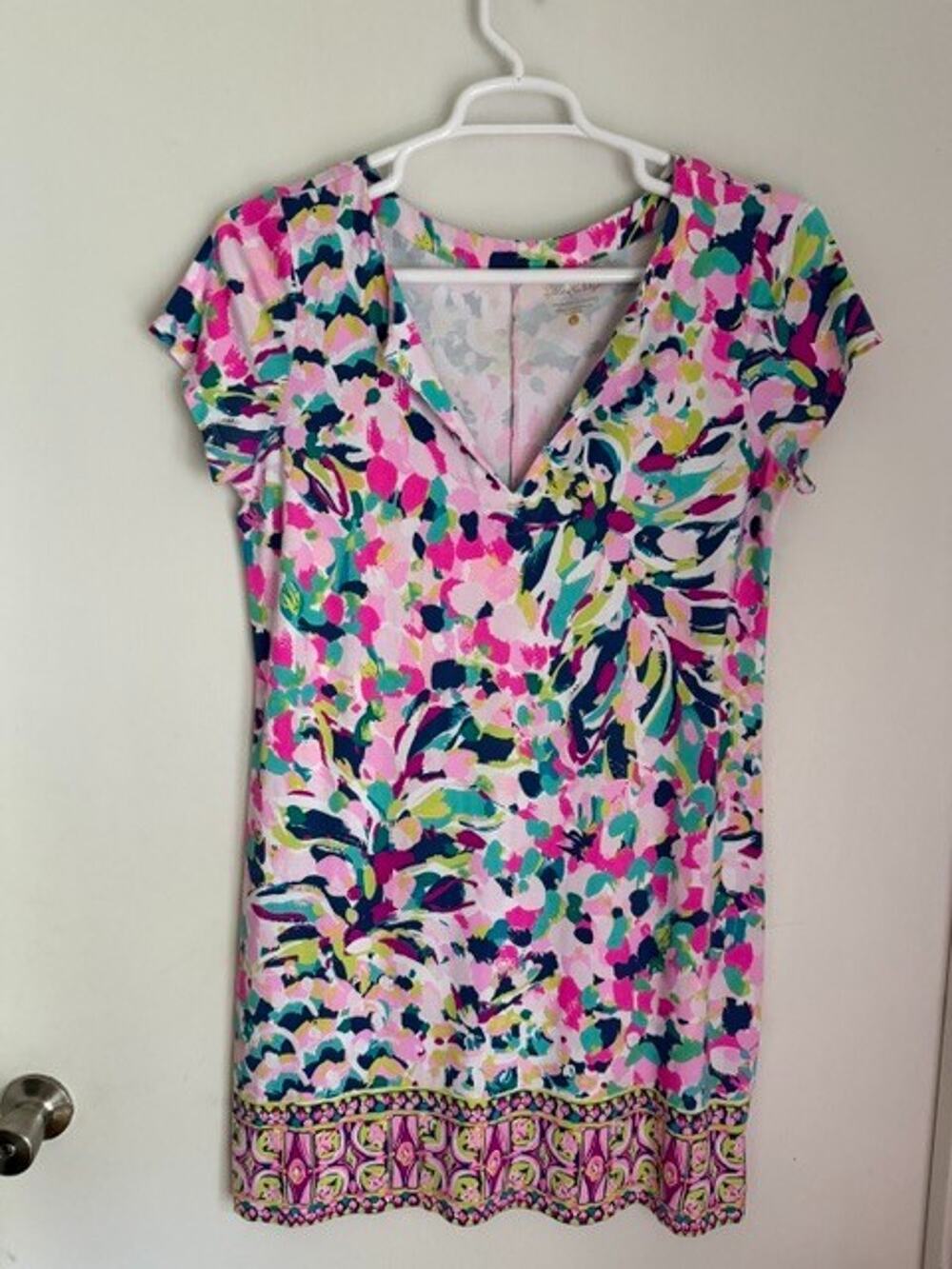 Lilly Pulitzer Sophiletta Pina Colada Short Sleeve Multi Color Dress-Size Large